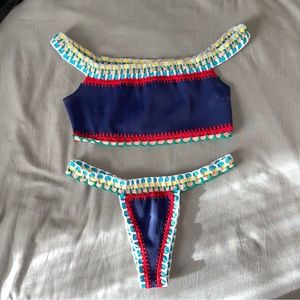 Reversible Weave Bandeau Top & Bikini Bottoms Fashion Nova Size M